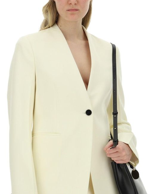 Jil Sander Natural Single Button Tailored Jacket With Notched Lapel