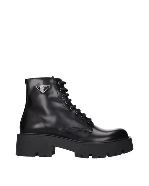 Prada Black Ankle Boots Leather
