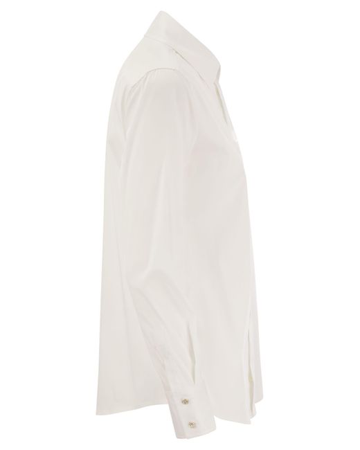 Max Mara Studio Frine Stretch Cotton Shirt in het White
