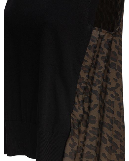 Sacai Black Leopard Print Top