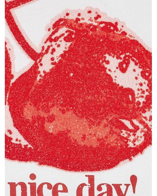 Ganni White Printed Cotton T-Shirt