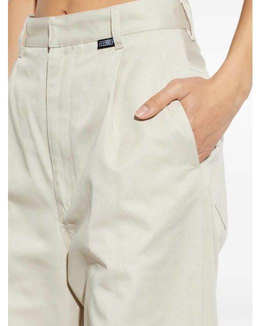 MM6 by Maison Margiela White Wide-Leg Pleated Trousers