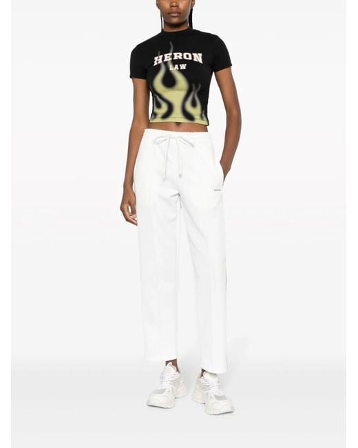 P.A.R.O.S.H. White Logo-Embroidered Striped Track Pants