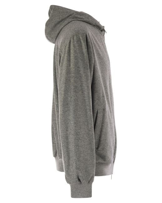 Fedeli Gray Reversible Bomber Jacket With Hood for men