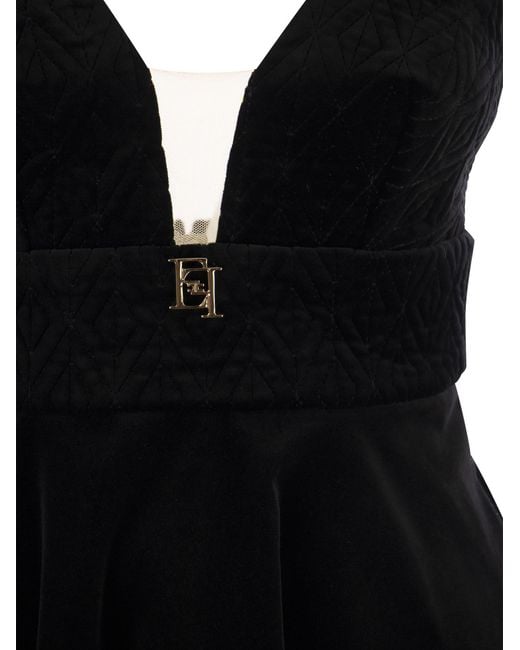 Mini robe en velours avec des tasses Elisabetta Franchi en coloris Black