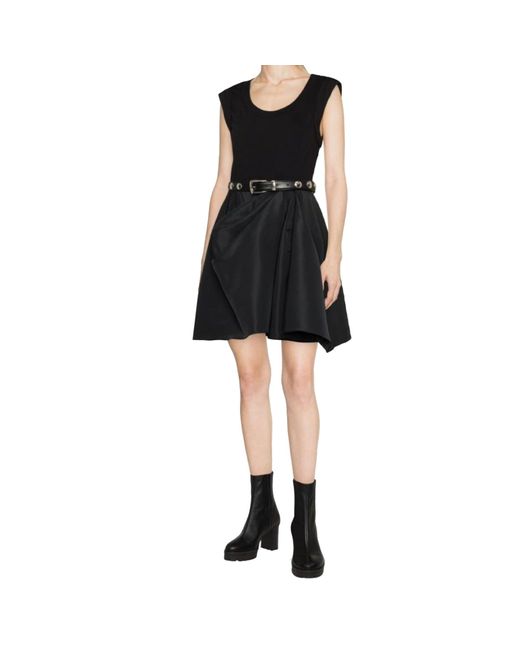 Alexander McQueen Black Mini Dress With Draped Skirt