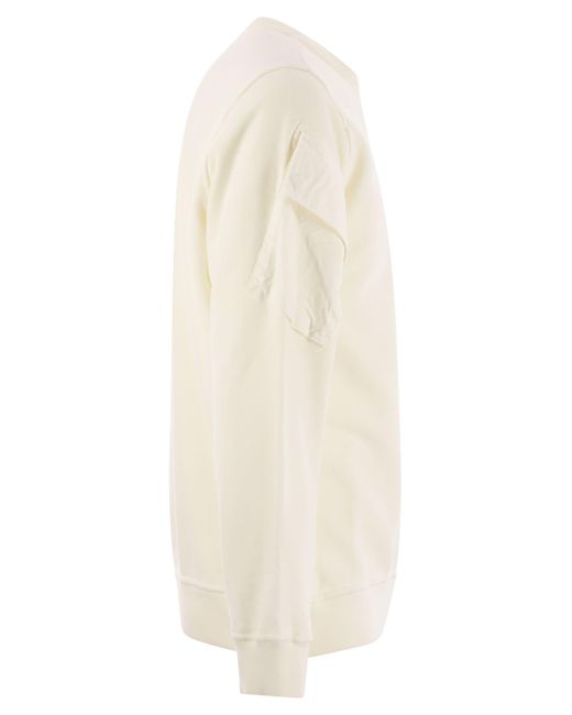 Stone Island Natural Crew Neck Sweatshirt With Sleeve Pockets
