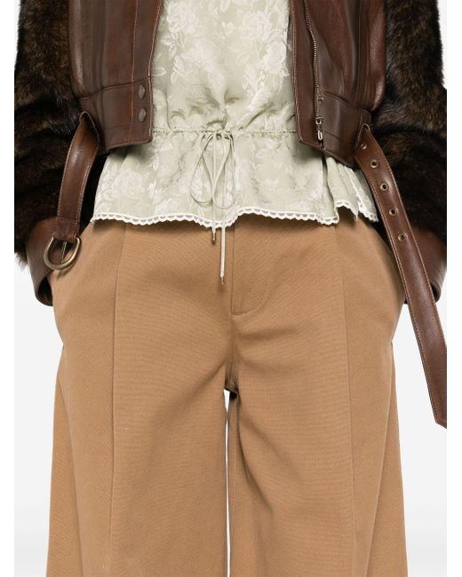 Chloé Brown Cotton Wide-Leg Trousers