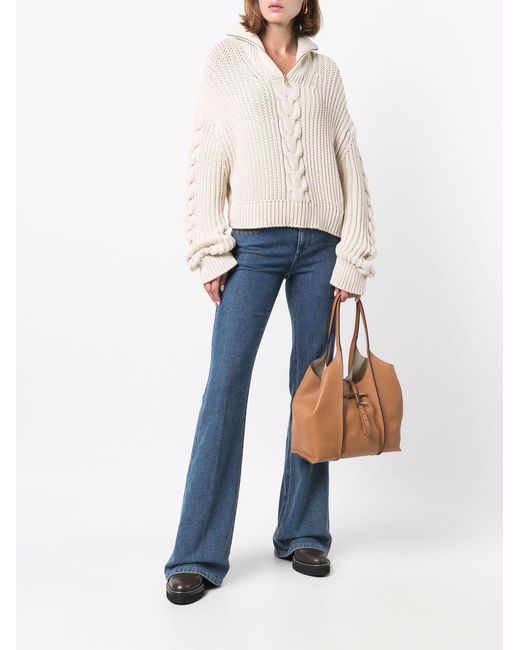 Tod's Brown T Timeless Mini Leather Tote Bag