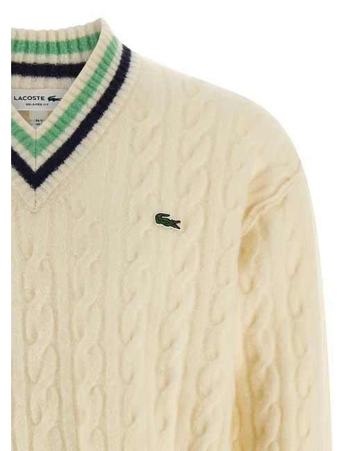 Lacoste Natural Braided Wool Sweater for men