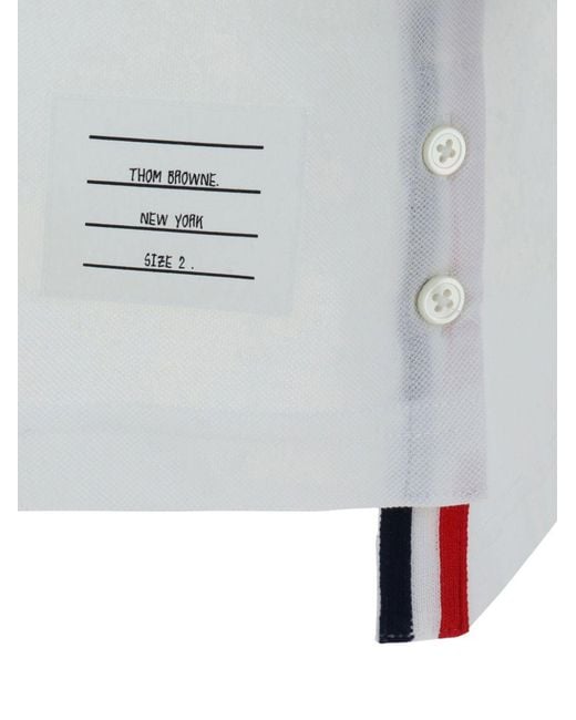 Thom Browne White Patch Pocket Polo Shirt for men