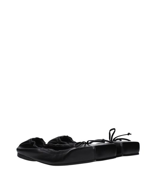 View of Jacquemus Leather Ballet Flats Tie Detail in Black | Lyst