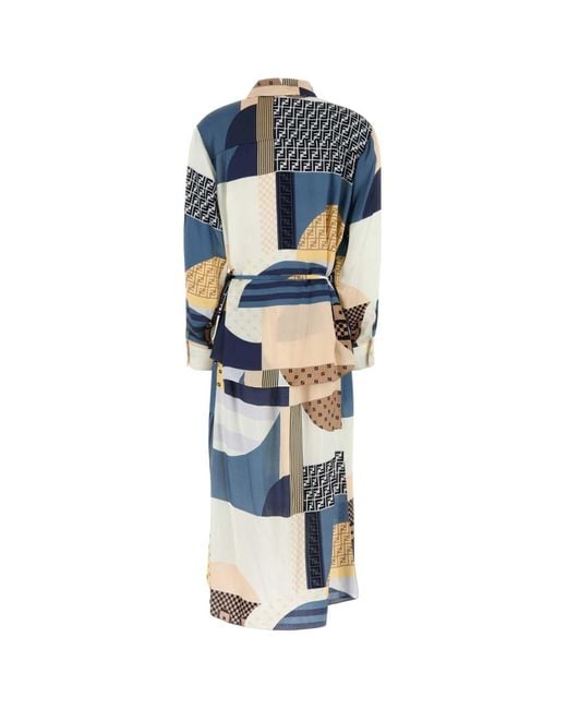 Fendi Multicolor Patchwork Silk Dress