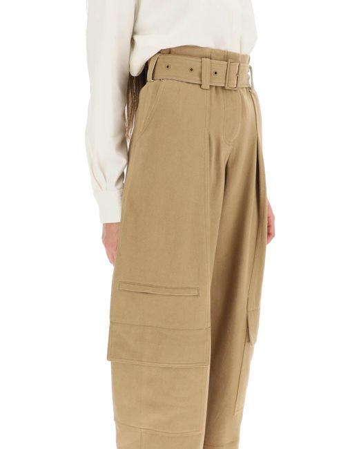 Pantalon de chargement bas classique avec ceinture assortie Low Classic en coloris Natural