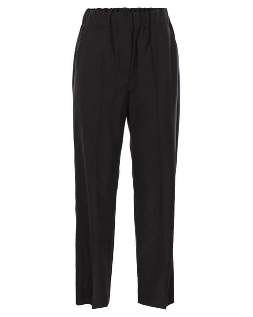 Weekend by Maxmara Black Hateley Wool Flannel Trousers