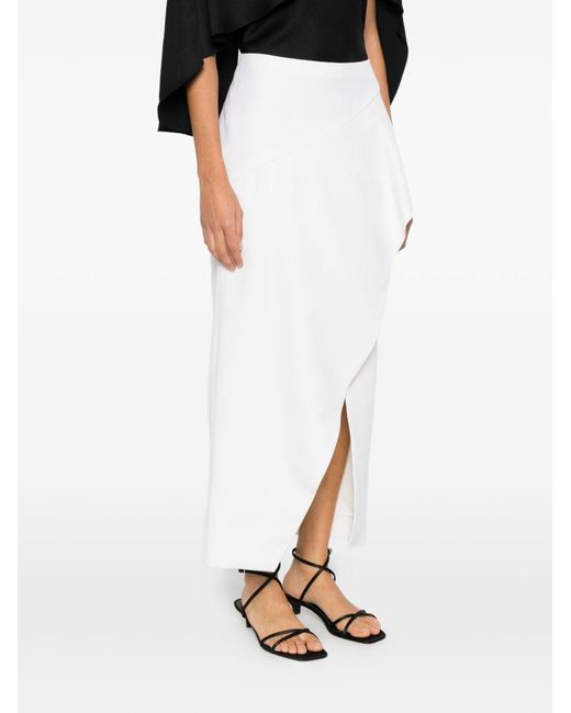 Khaite White Jaia Wool Skirt