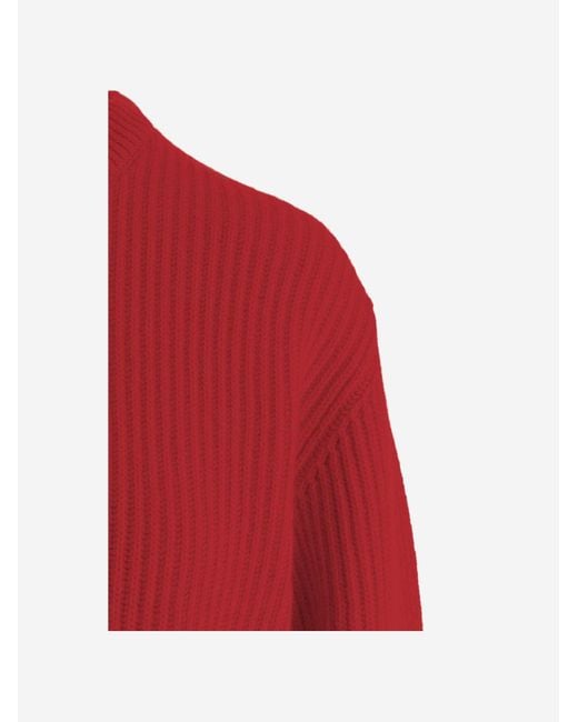 Jil Sander Red Wool Sweater