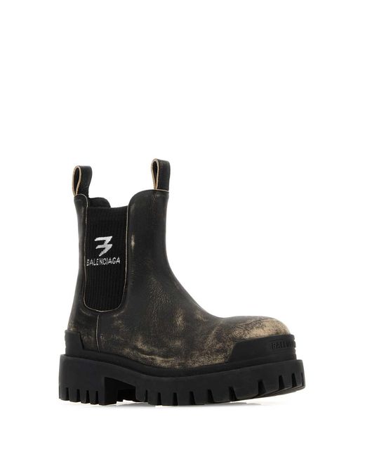 Balenciaga Black Distressed Strike Chelsea Boots