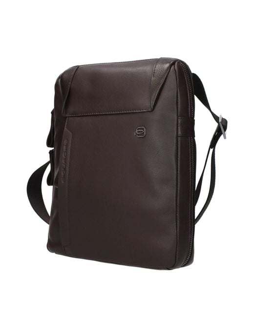 Piquadro Black Crossbody Bags Leather/Moro Head