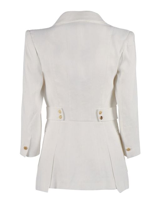 Elisabetta Franchi White Jacket Linen Viscose Elastane