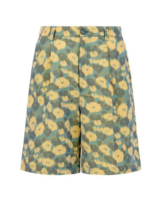 Marni Green Floral Pleated Shorts for men