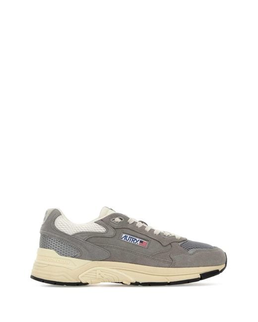 Autry White Grey Suede Hyperway Sneakers for men
