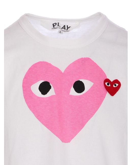 Comme des Garçons Pink Logo Cotton T-Shirt