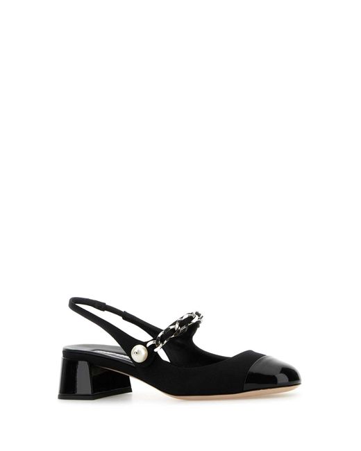 Miu Miu White Canvas And Leather Pumps