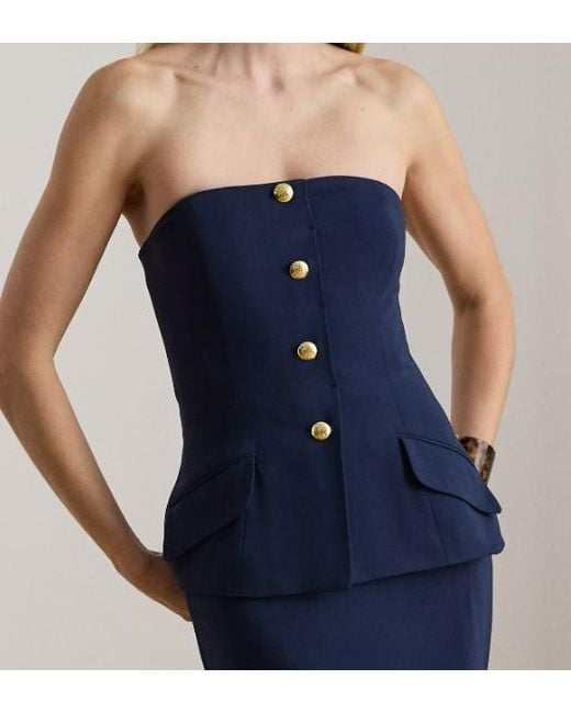 Ralph Lauren Blue Cady Stretch Long Dress