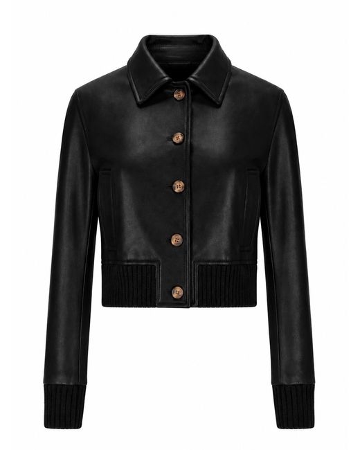LA ROSE Black Leather Jacket Nappa