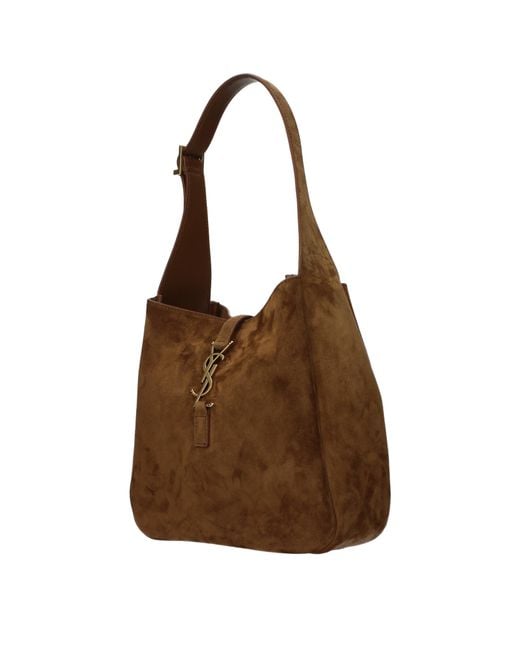Saint Laurent Brown Le 5A7 Suede Shoulder Bag/Caramel