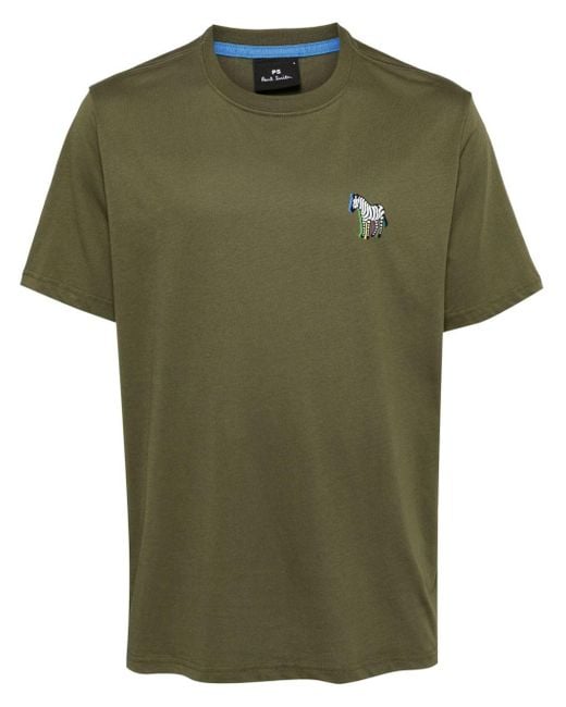 Paul Smith Green Zebra Logo Cotton T Shirt