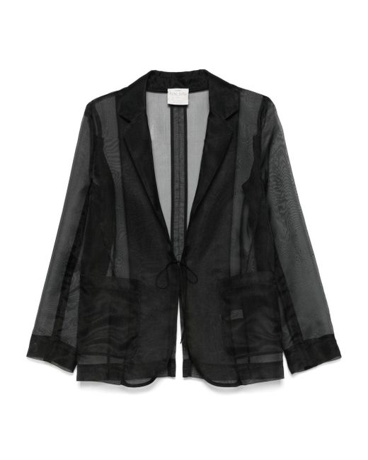 Forte_forte Black Sheer Silk Jacket With Tailored Silhouette