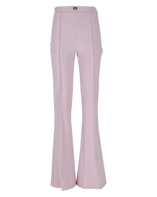 Pantalon évasé avec assiette de logo Elisabetta Franchi en coloris Pink