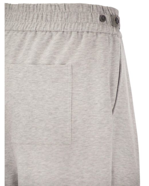 Pantaloni in pile di cotone di di Brunello Cucinelli in Gray
