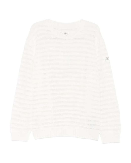 MM6 by Maison Margiela White Crewneck Sweater for men