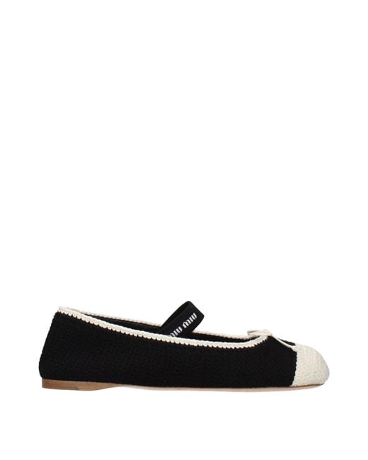 Miu Miu Black Ballerina Shoes Fabric/Ivory