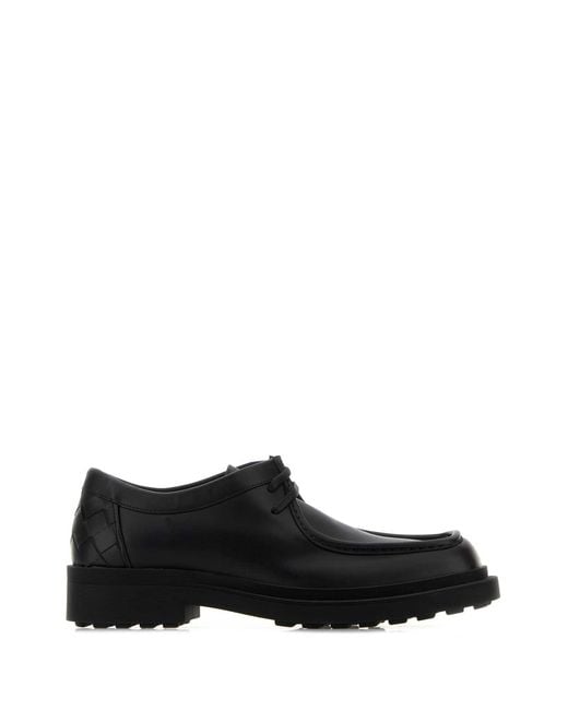 Bottega Veneta Black Leather Ben Lace Up Shoes