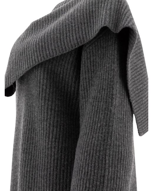 Totême  Black Ribbed Scarf Sweater