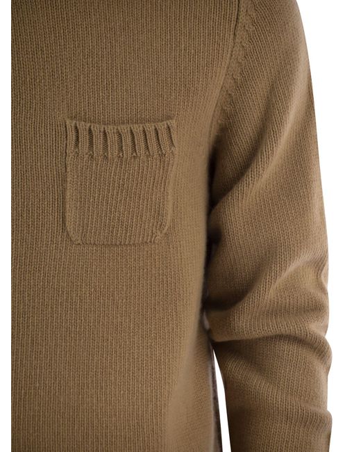 Fedeli Brown Wool And Cashmere Turtleneck Jumper for men