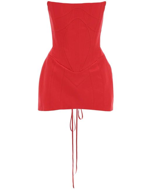 Dilara Findikoglu Mini Bubble Cut Corset Style Dress in het Red