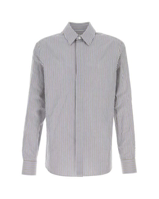 Bottega Veneta Gray Embroidered Cotton Blend Shirt for men