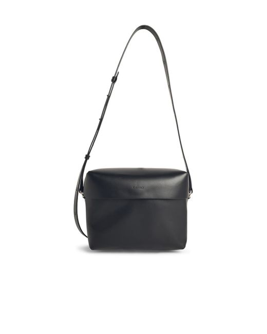Jil Sander 'Deckel' Black Lear Crossbody Tasche für Herren