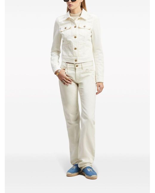 Palm Angels White Monogram Straight-Leg Jeans