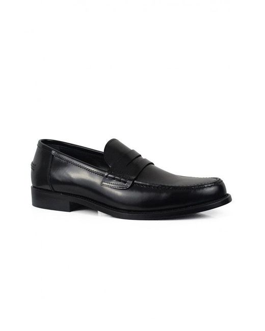ALBERTO Black Leather Loafers