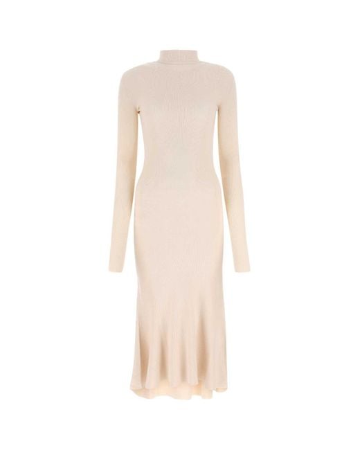 Balenciaga Natural Sand Silk Blend Dress