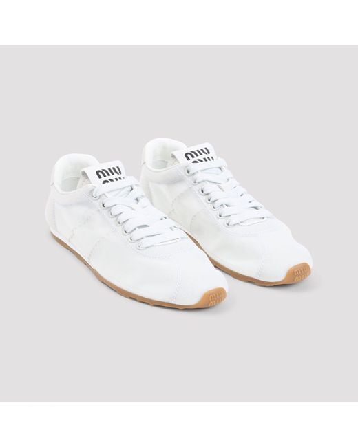 Miu Miu White Lace Up Sneakers