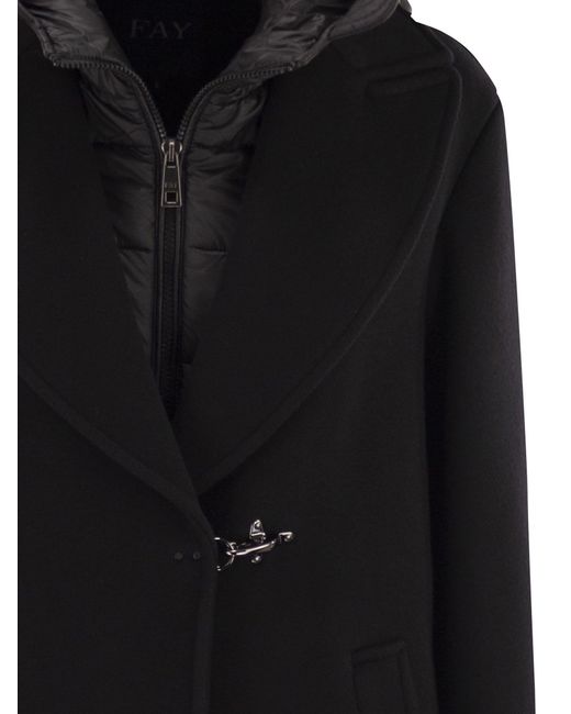 Fay Black Double Front Coat