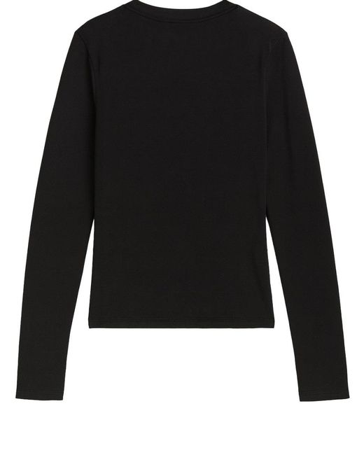 Theory Black Solid Crew Neck T-Shirt