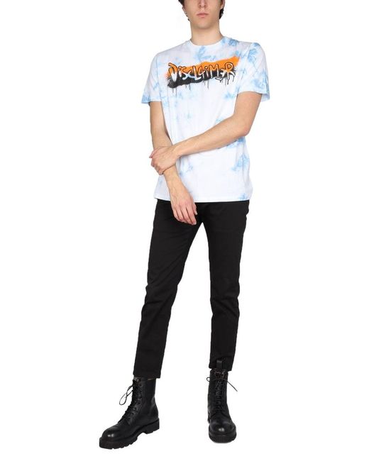 DISCLAIMER White Logo Print T-Shirt for men